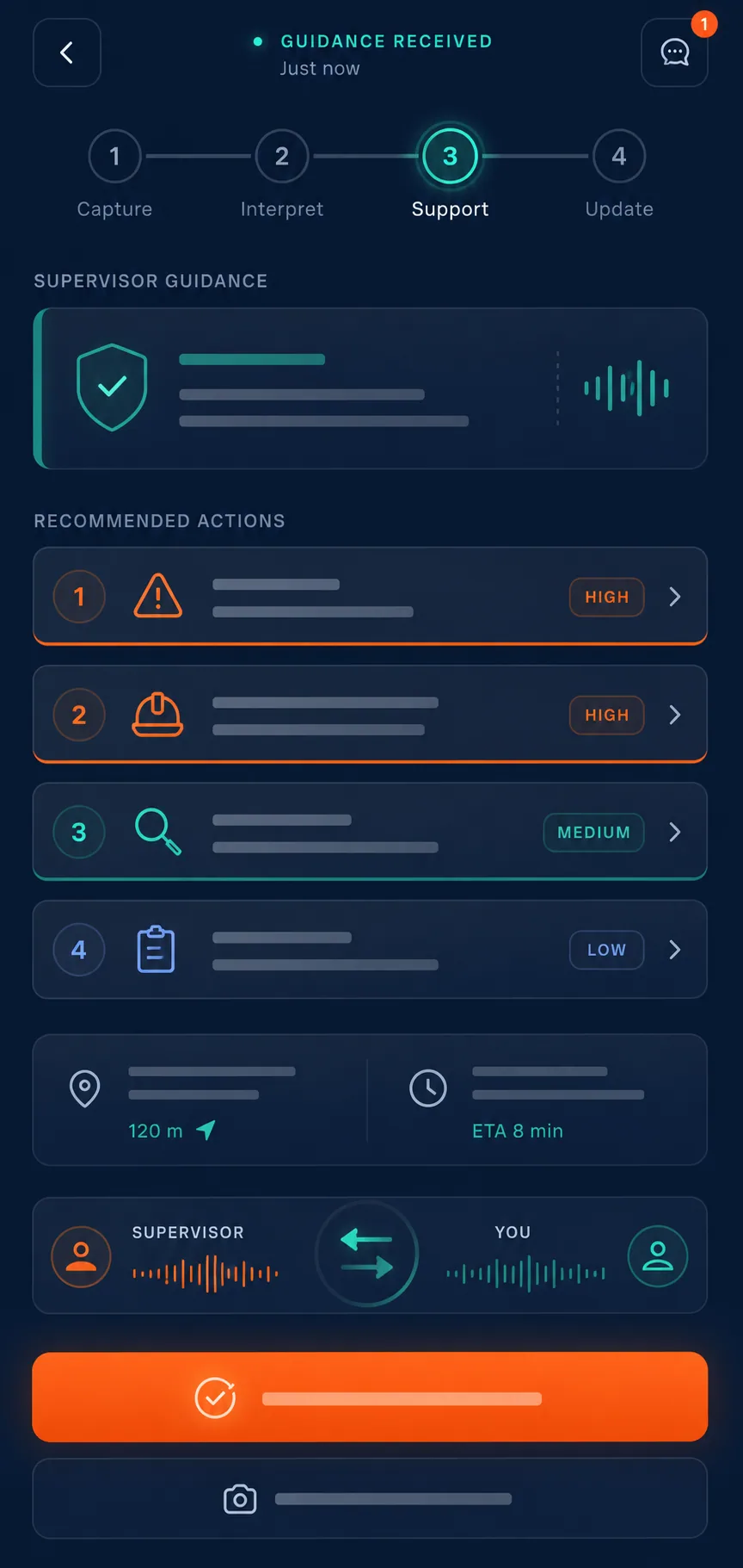 Korppi mobile app guidance returned to worker screen