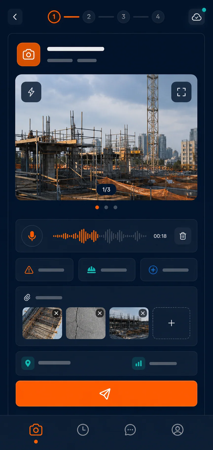 Korppi mobile app report capture screen